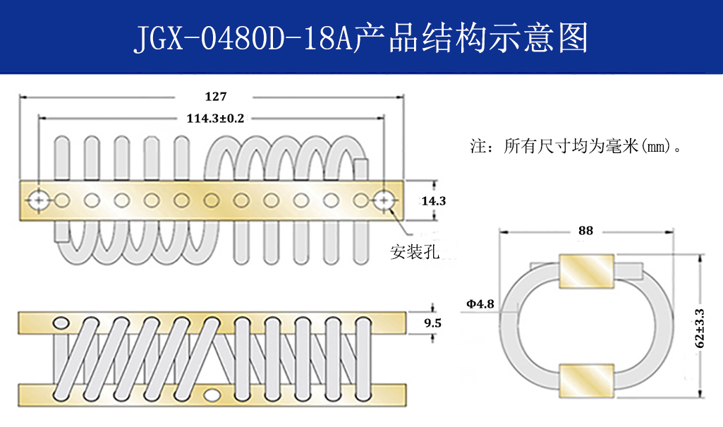 JGX-0480D-18A多應(yīng)用鋼絲繩隔振器結(jié)構(gòu)